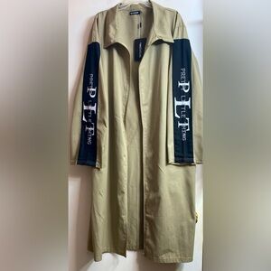 PRETTYLITTLETHING Stone Longline Trench Coat size 10.